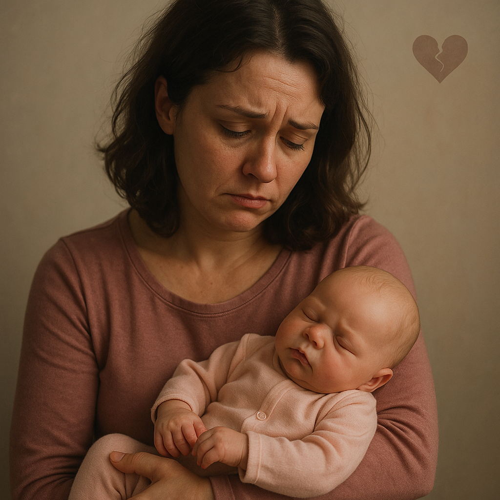 Mulher triste com boneca